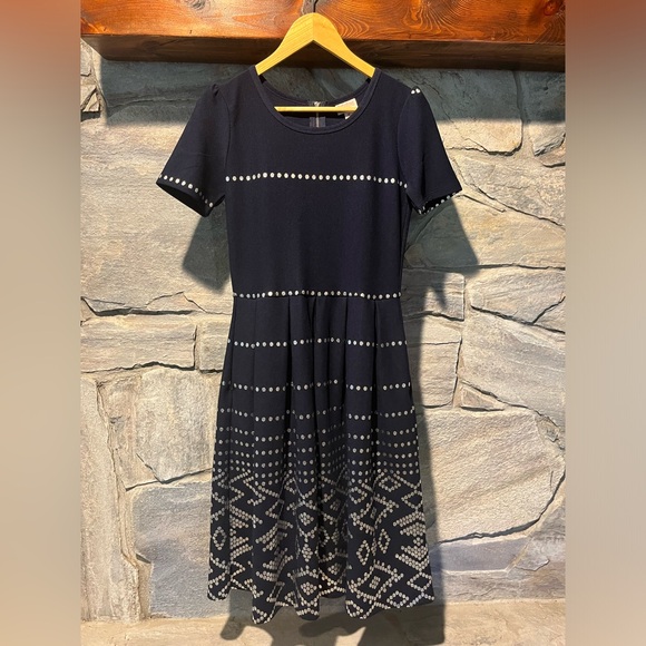 LuLaRoe Dresses & Skirts - Elegant Navy and Silver LuLaRue Amelia Dress, medium